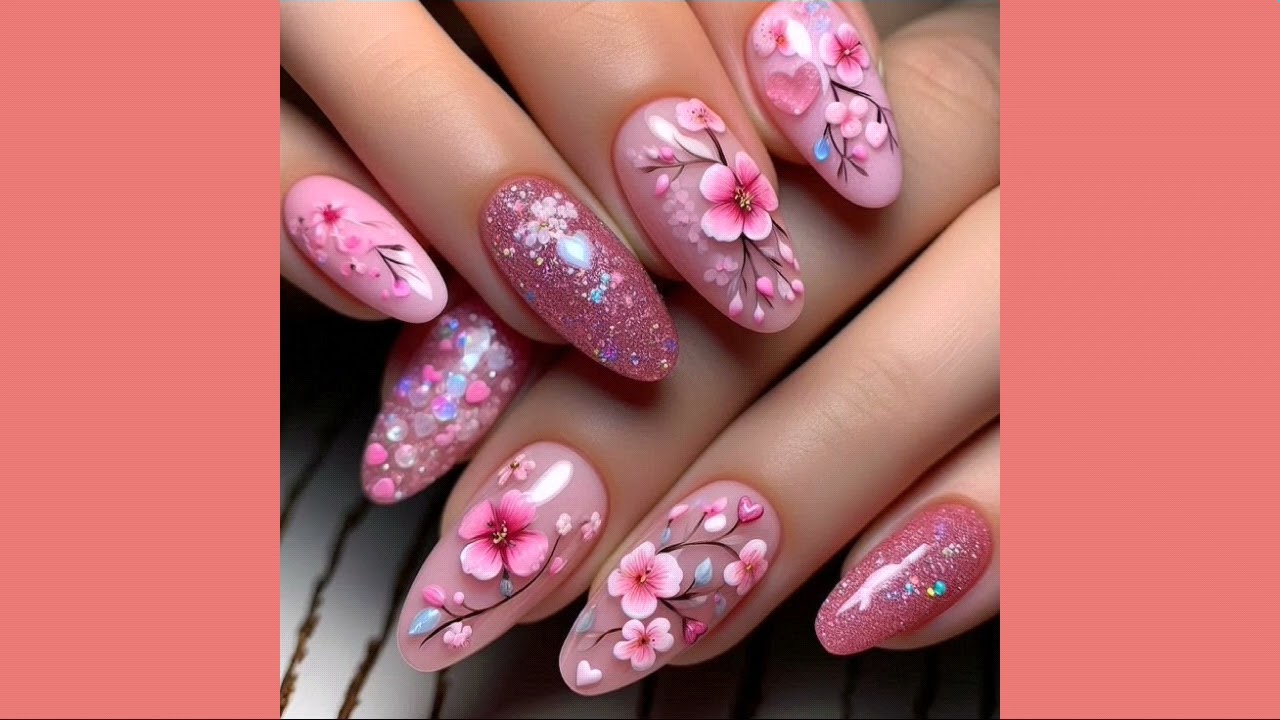 Flowers nail art design/Designs for nails Simple/Nail art/Bridal nail art design/French nail design