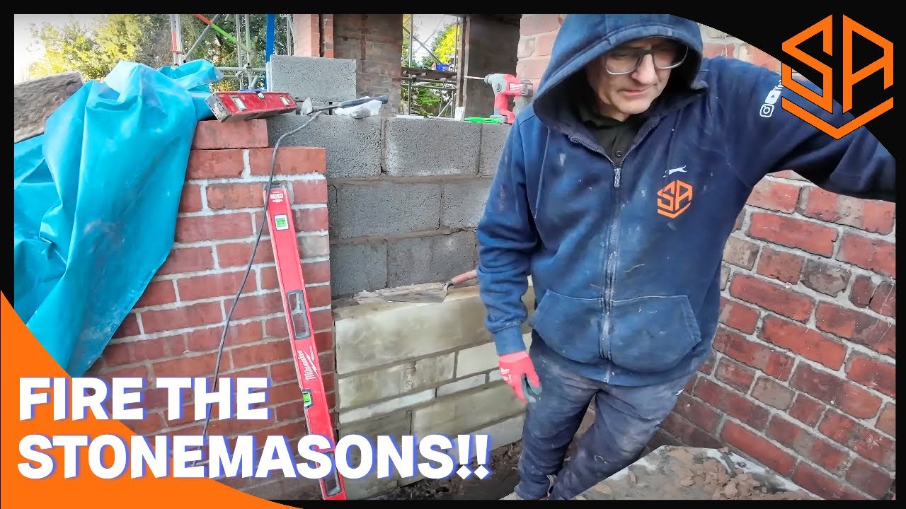 DREADING TODAY !! STONE FEATURE PANEL. FIRE THE STONE MASONS!! ...FARMHOUSE RENOVATION PT 17