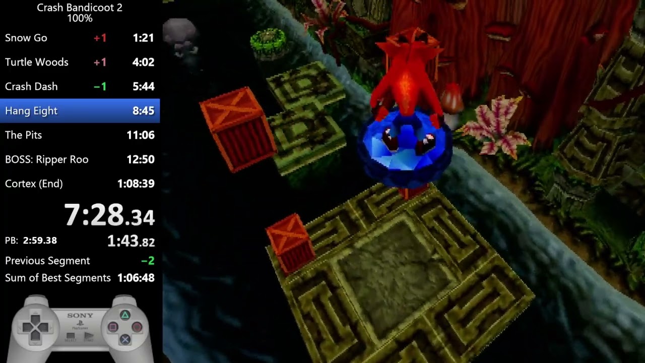 Crash Bandicoot 2 100% Speedrun in 1:08:38 [Previous WR]