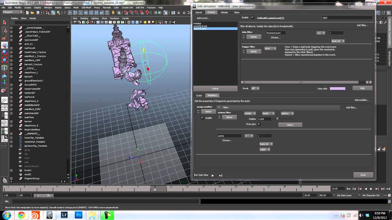 Fracture FX Tutorial: timed bombs using volumes