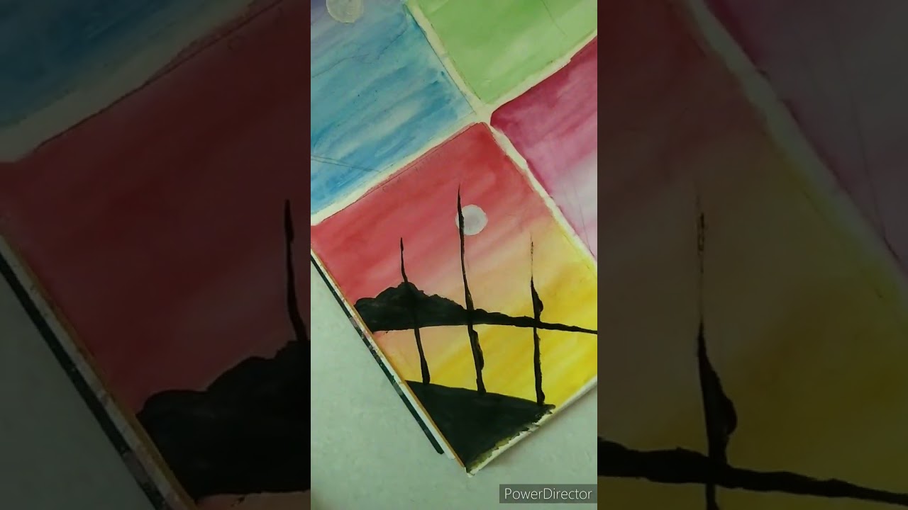25 rs watercolor painting 4 in 1#watercolorpainting #easy#art