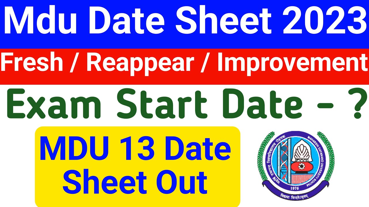 Mdu Ba Date Sheet Out 2023 | Mdu Exam Date sheet 2023 | Mdu Reappear Exams 2023 | Mdu Bsc Datesheet