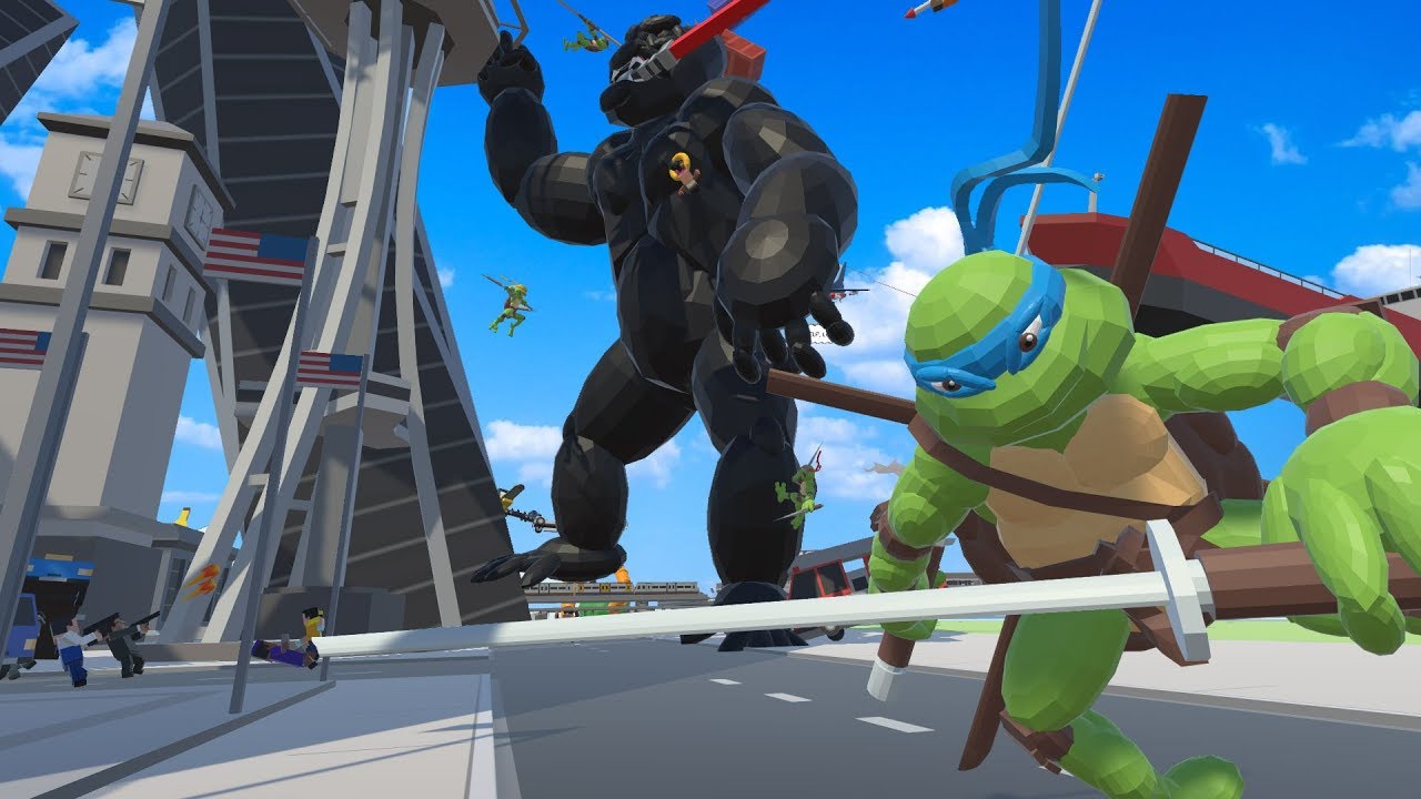 TEENAGE MUTANT NINJA TURTLES DEFEND CITY FROM KING KONG! - Tiny Town VR Gameplay - HTC Vive Gameplay