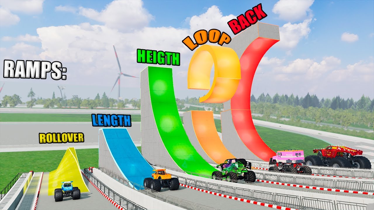 Which Ramp is Better for Jumping Monster Trucks? - BeamNG Monster Truck Crashes