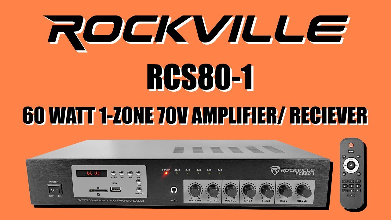 (DEMO) 20 SPEAKERS on the ROCKVILLE RCS80-1 60 Watt 70V Commercial Amplifier/Bluetooth Receiver
