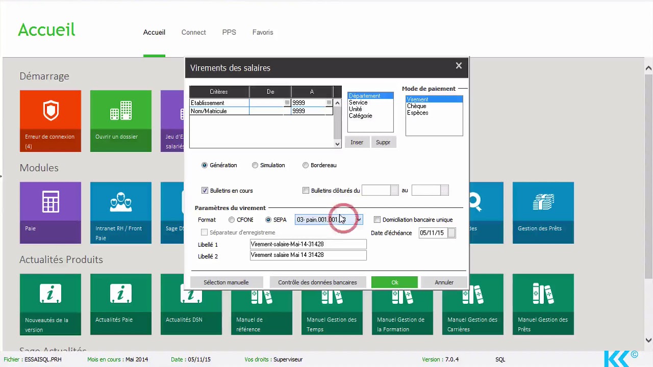 Tuto Sage Paie - Paiement des salariés