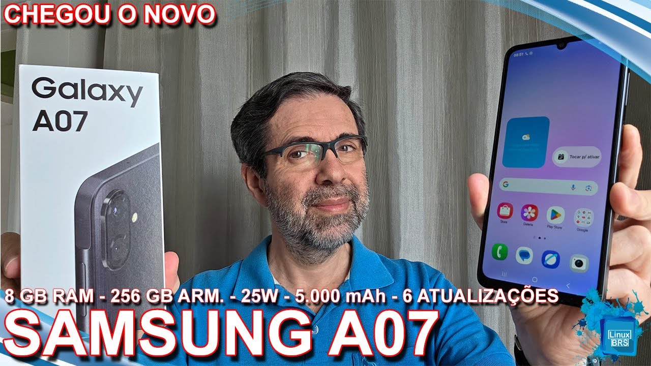 SAMSUNG GALAXY A07 - UNBOXING E PRIMEIRAS IMPRESSÕES -  8GB RAM 256 GB ARM. 5.000 mAh e 25W | 6 ATZ