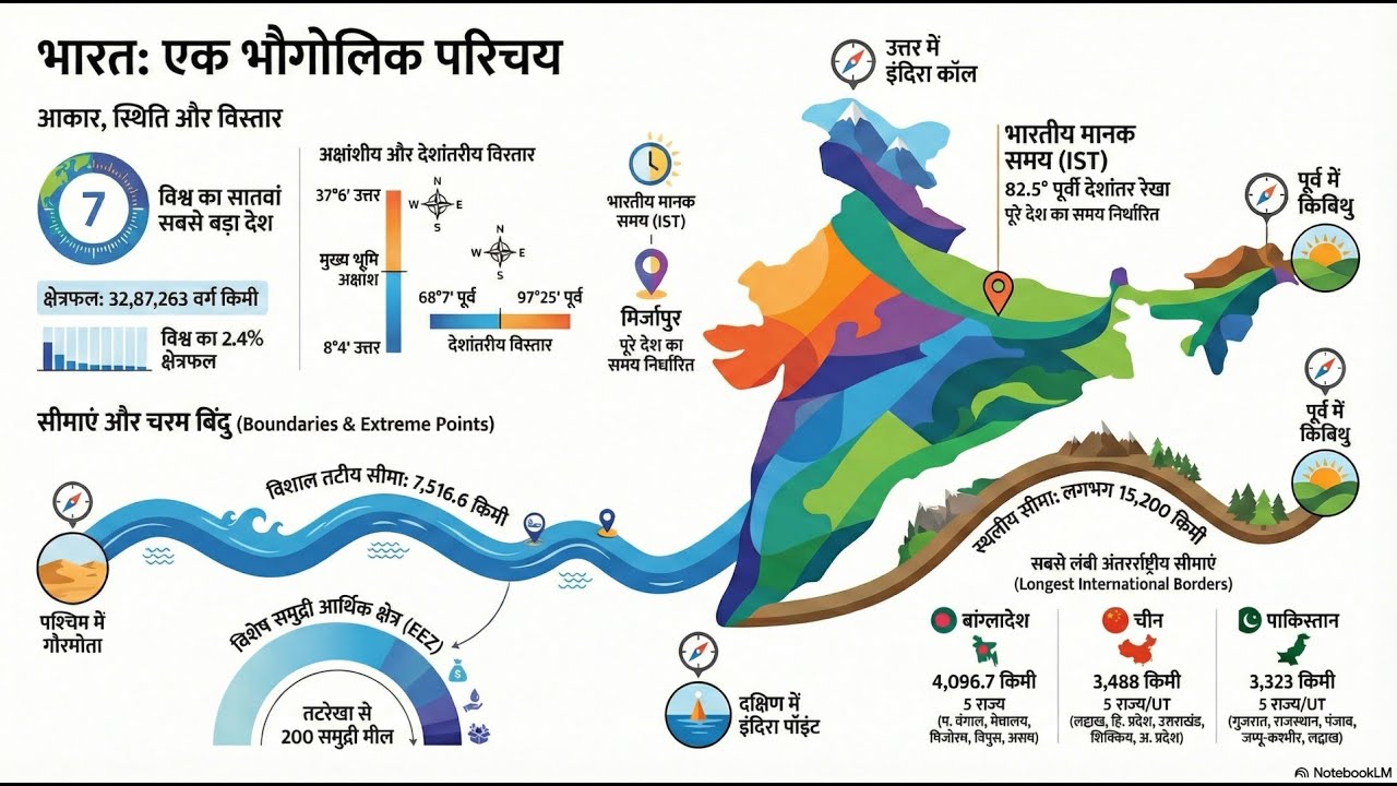 भारत का भौगोलिक विस्तार व सीमाएँ | Indian Geography Complete Class | UPSC, SSC, HP Exams