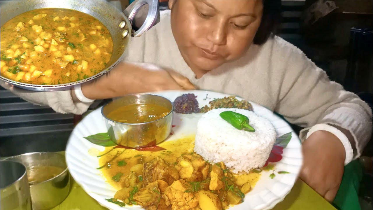 Куриное карри с картофелем мули | Рецепт племени Бодо | Даоджвнг Алу Мула Внгкри