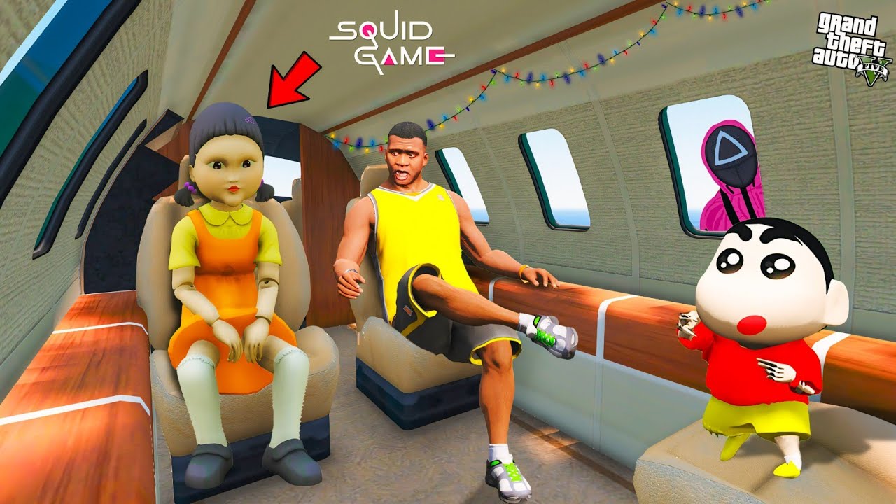 Shinchan & Franklin Flight With Squid Game Doll in GTA 5