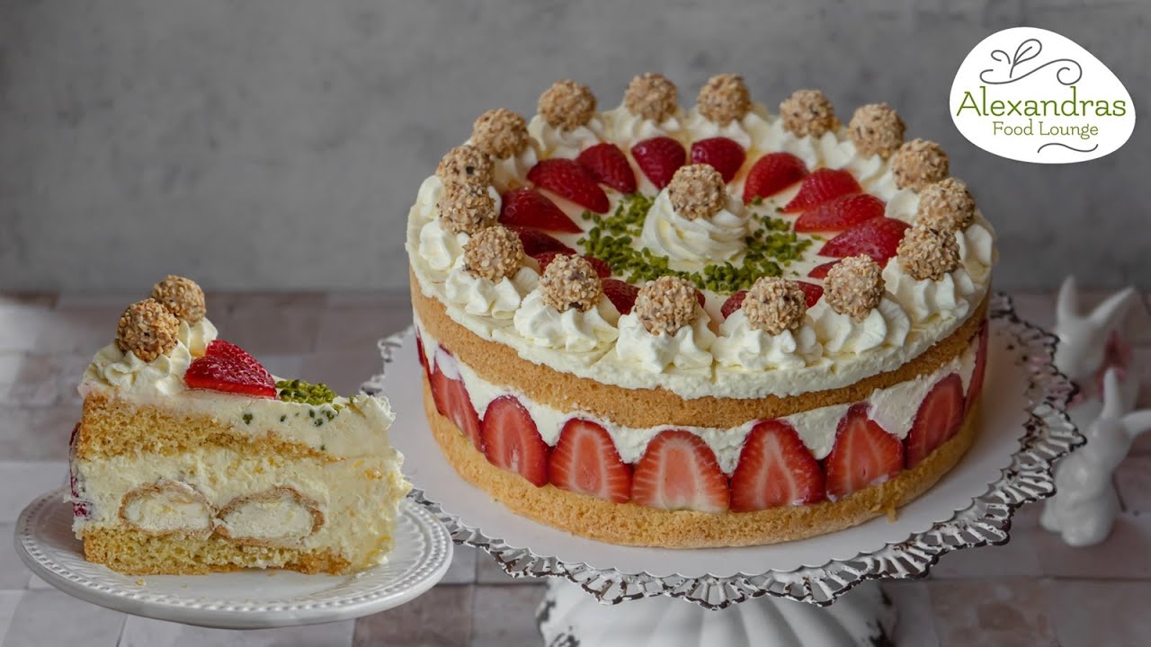 Ostertorte 2023/ Erdbeer-Windbeutel Mascarpone Torte / ohne Gelatine/  Geburtstagstorte!