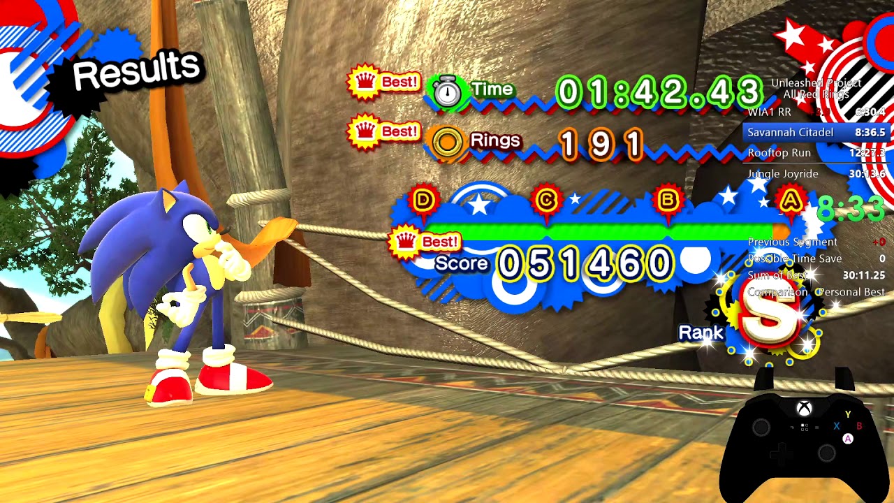 Sonic Generations - Unleashed Project All Red Rings Speedrun 27:49