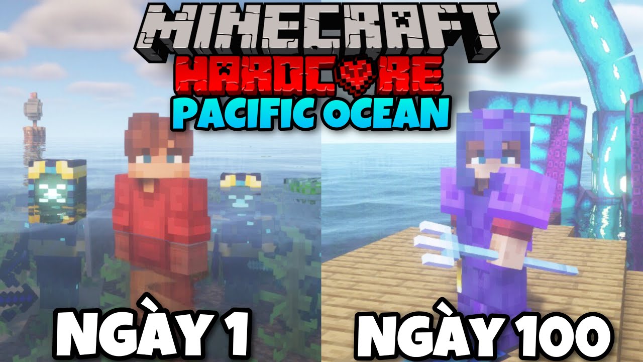 Tóm Tắt 100 Ngày Minecraft Sinh Tồn Ở Thái Bình Dương Siêu Khó !!