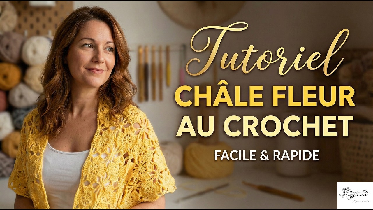 Tuto châle, étole fleur au crochet