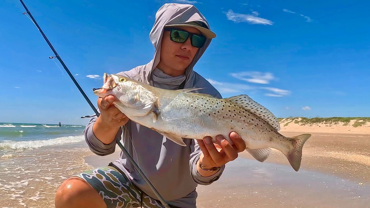 Chasing BIG Speckled Trout in the Surf!