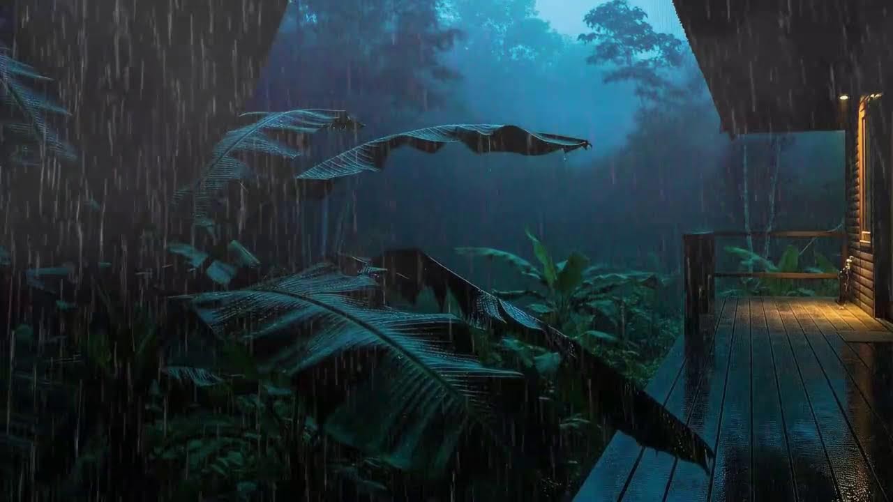 Sleep Faster with Gentle Rain Sounds and Soft Thunder at Cabin Terrace 🌧️