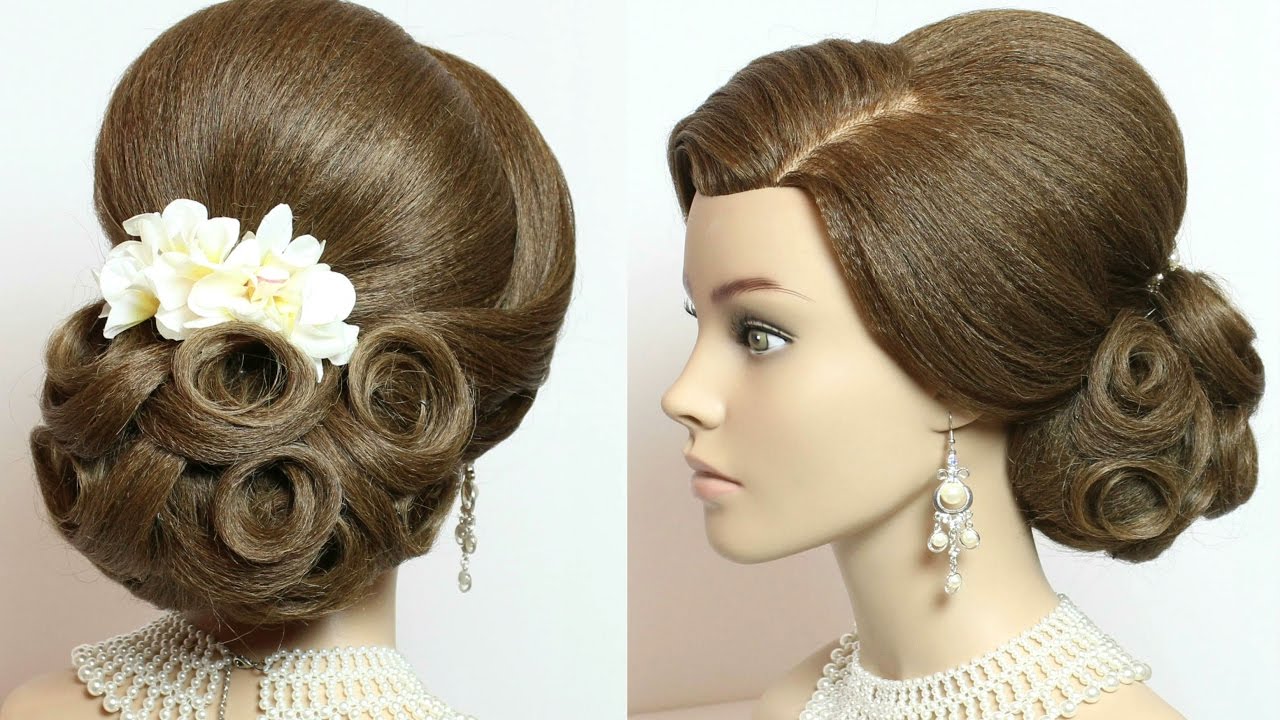 Bridal hairstyle. Wedding updo for long hair tutorial