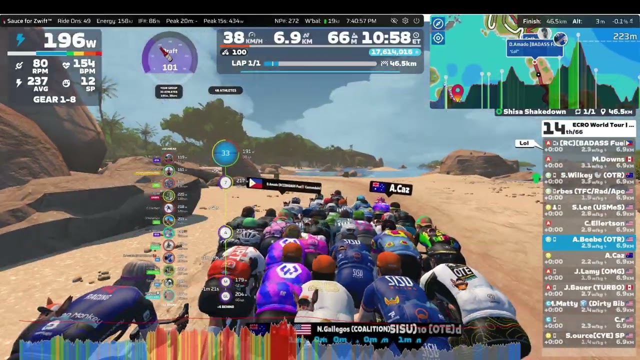Zwift - Race: ECRO World Tour | Chasing Bianche on Shisha Shakedown
