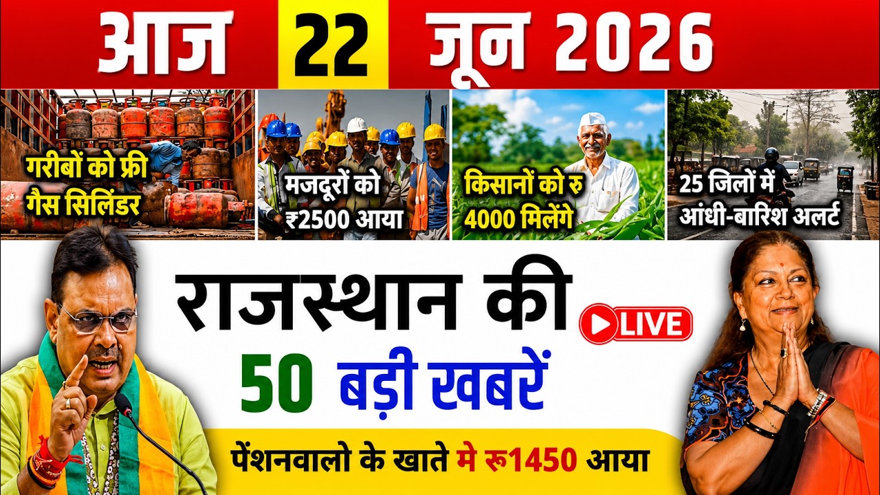 22 June 2026 Rajasthan News Today | राजस्थान आज के मुख्य समाचार | किसान समाचार | Breaking News