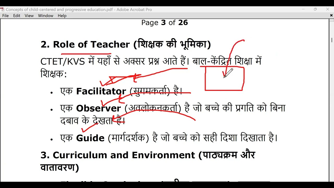 A.  Concepts of child centered and progressive education