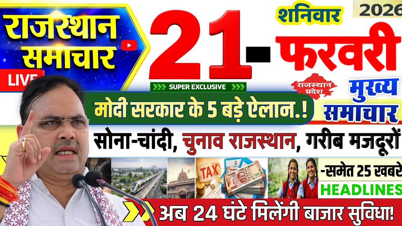 Rajasthan Today News | राजस्थान आज के मुख्य समाचार | 21 फरवरी 2026 | Rajsthan News
