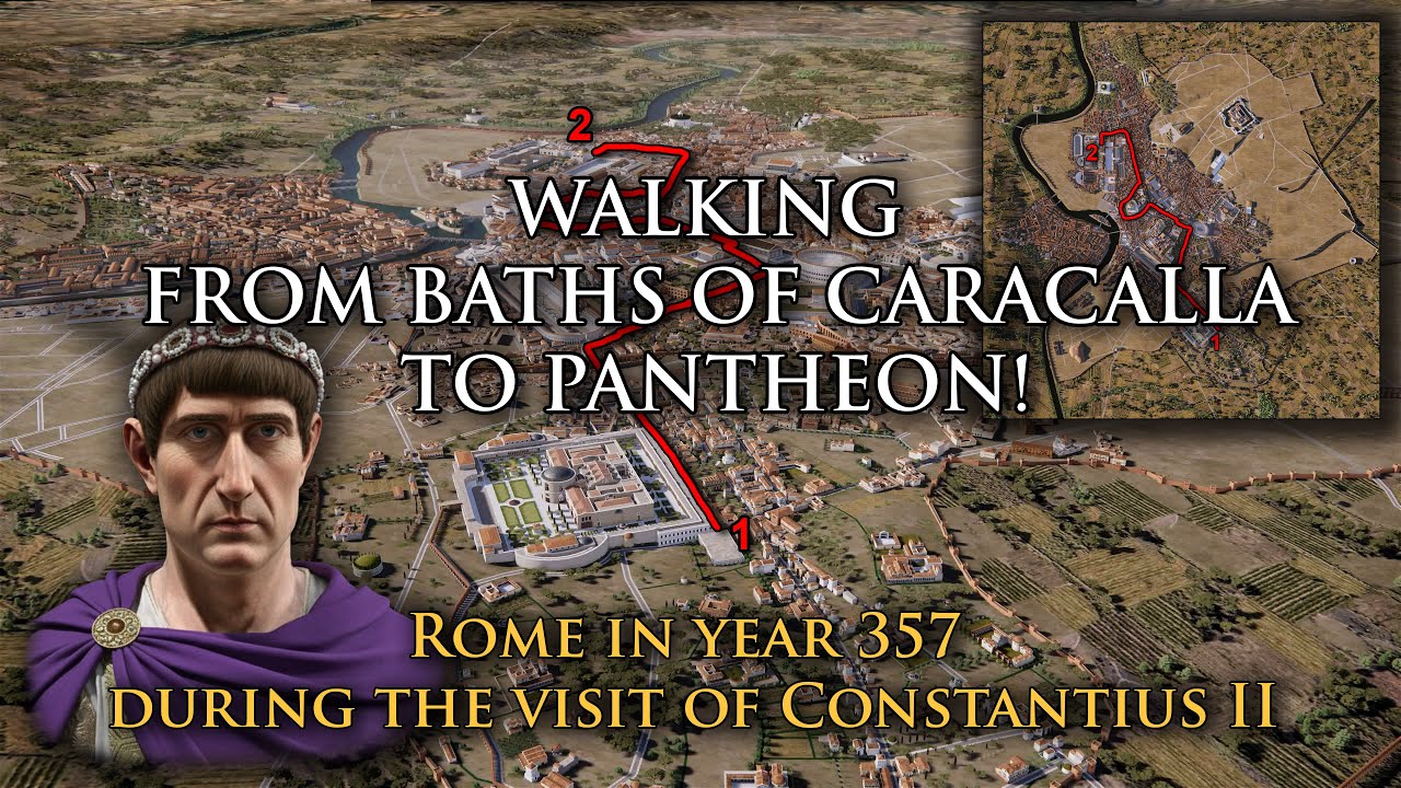 Virtual Ancient Rome in 3D - Walking from Baths of Caracalla to Pantheon