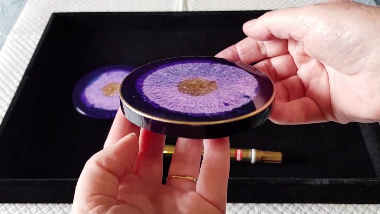 #850 A Tutorial Video On How I Edge My Resin Coasters With Metallic Paint
