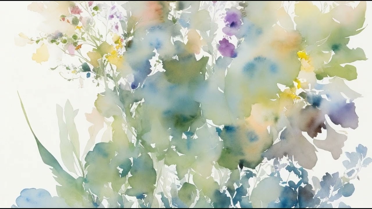 Floral Watercolour TV Screensaver – TV Wallpaper – 1 Hour – Rain Sound