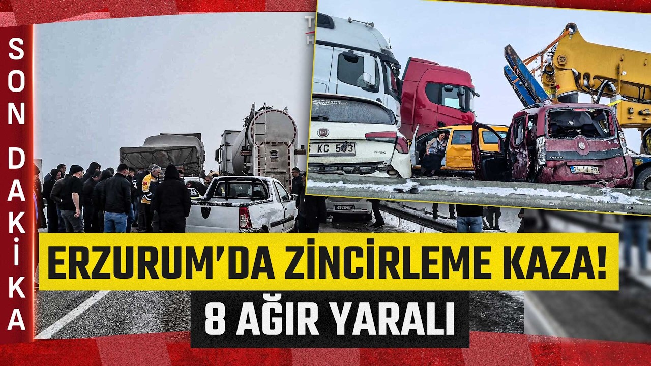 #SONDAKİKA | Erzurum'da Zincirleme Kazada Can Pazarı Yaşandı! 8 Ağır Yaralı - TGRT Haber