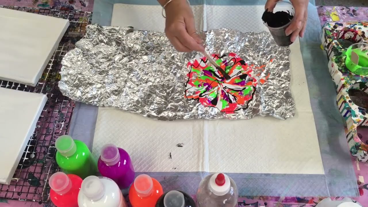 ALUMINIUM FOIL DIPPING/BUDGET FRIENDLY/USING POSTER PAINT FOR ACRYLIC POURING/creating Dips 🤩