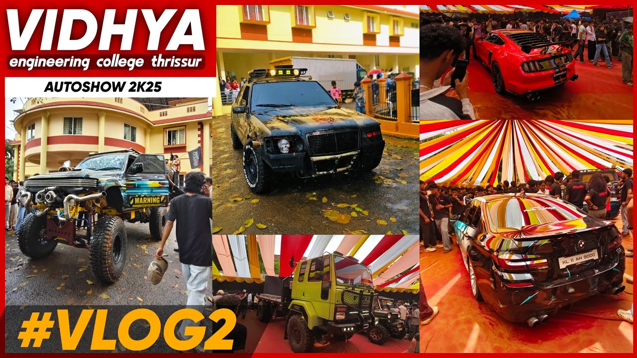 LOUD EXHAUSTS & MODIFIED CARS Vlog malayalam ! 🔊 Vidya Engineering College Auto Show 2025 