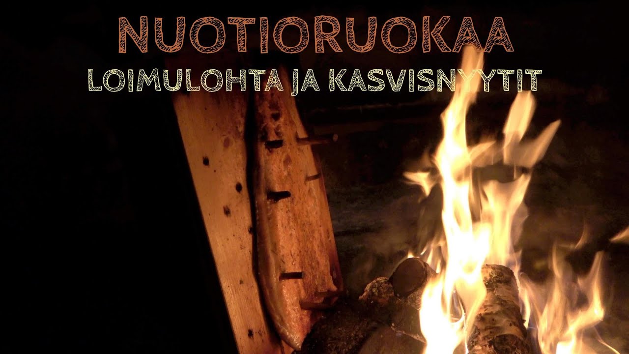 Konjakkivoivaleltu LOIMULOHI ja nuotiokasvisnyytit | Nuotiokokkailua | RETKIRUOKA | 4K