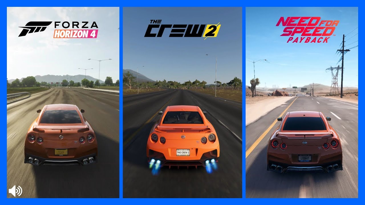 Forza Horizon 4 Vs The Crew 2 Vs NFS PayBack Nissan GTR Sound Comparison