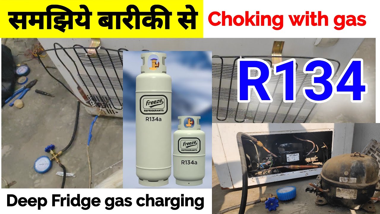 deep fridge gas charging, deep freezer gas charging 134a, refrigerator gas charging ! R134 gas fill,