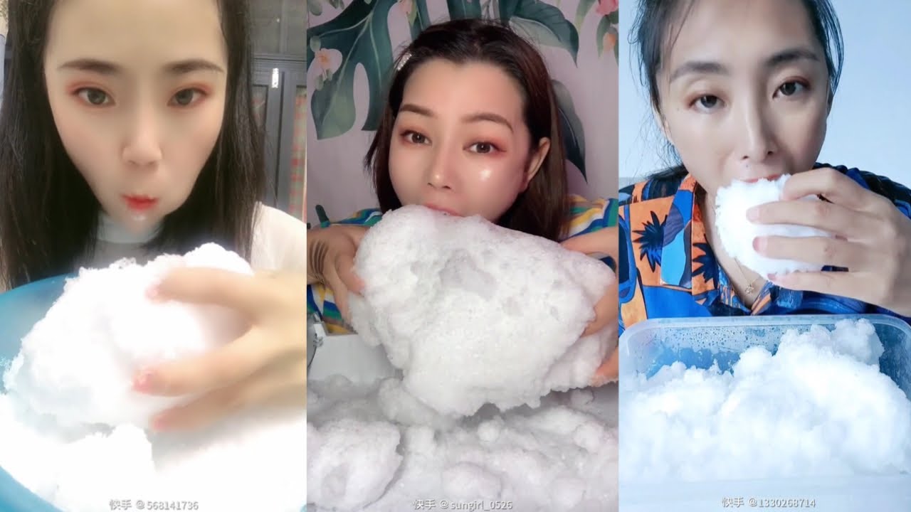 SOFT POWDERY WHITE ICE CHUNKS BITES & SPOONFULS ICE EATING ASMR | FREEZER FROST AND SHAVED ICE #10