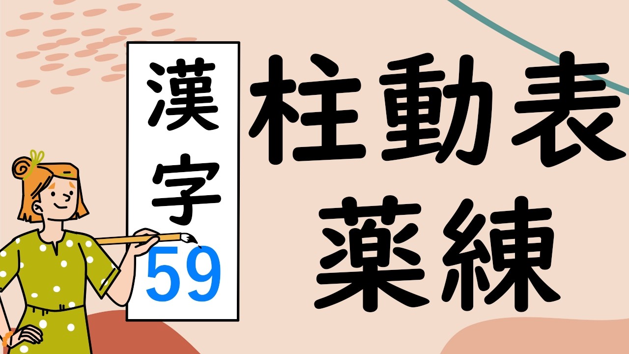Japanese KANJI 59 柱動表薬練