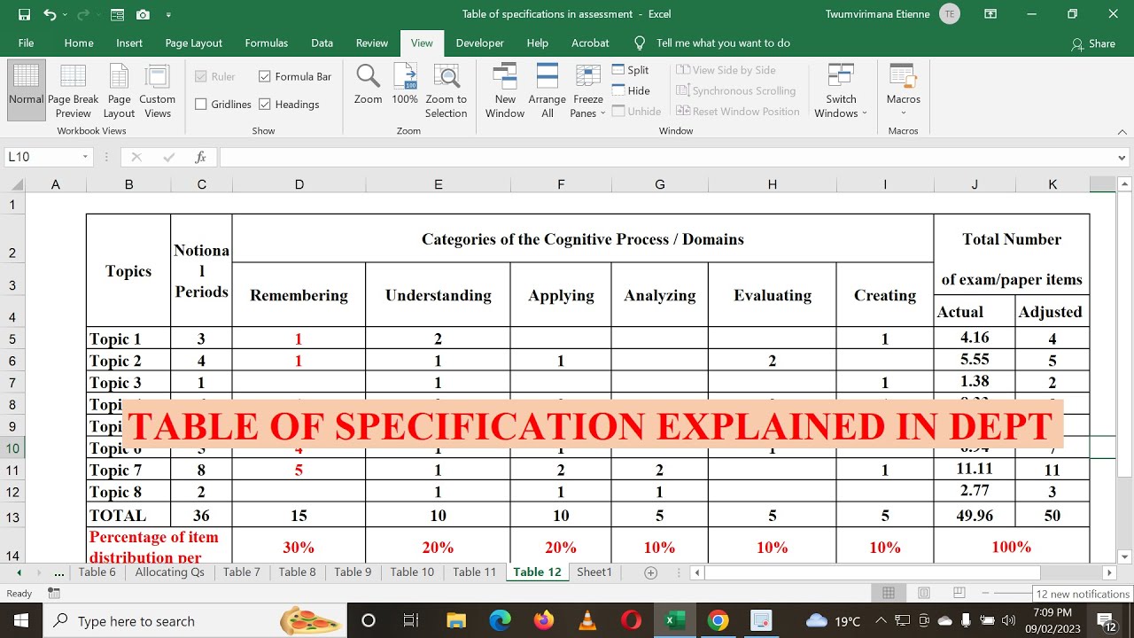TABLE OF SPECIFICATION IN ASSESSMENT || How to develop an assessment using  table of specification.