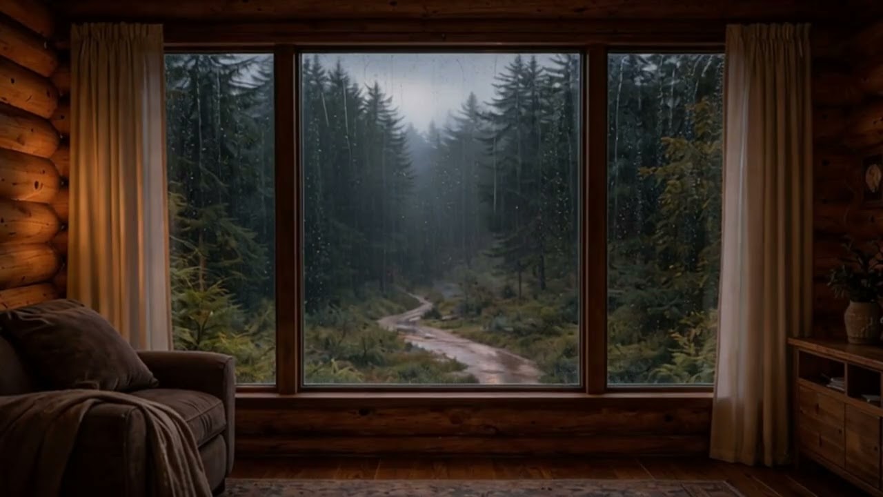 10 Hours Cozy Rain in a Forest Log Cabin 🌧️ | Deep Sleep, No Music