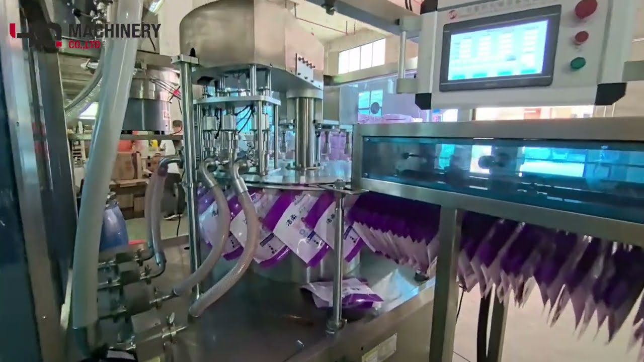rotary spouted pouch filling machine for laundry detergent  