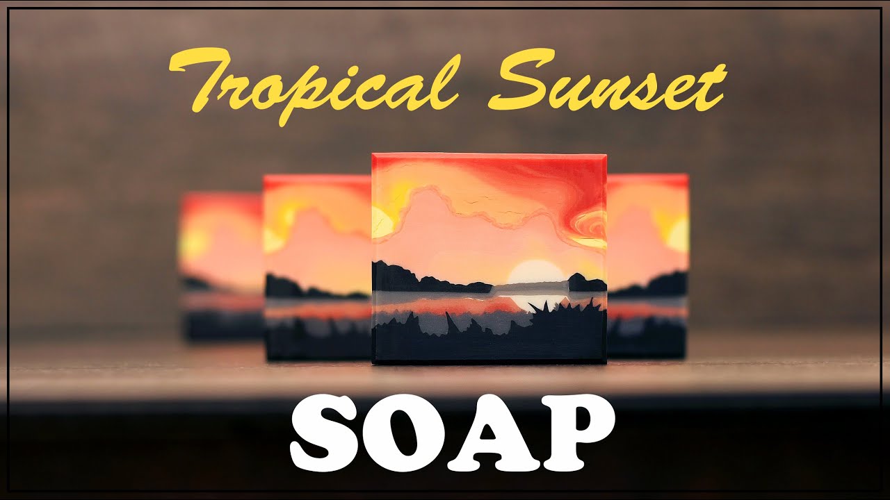 Making Tropical Sunset Cold Process Landscape soap with the sculpted layers and ombre techniques