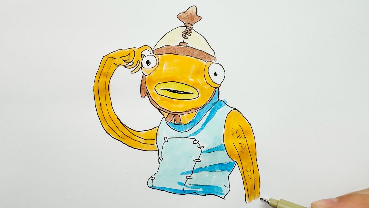 How to Draw the Fishstick Skin From Fortnite