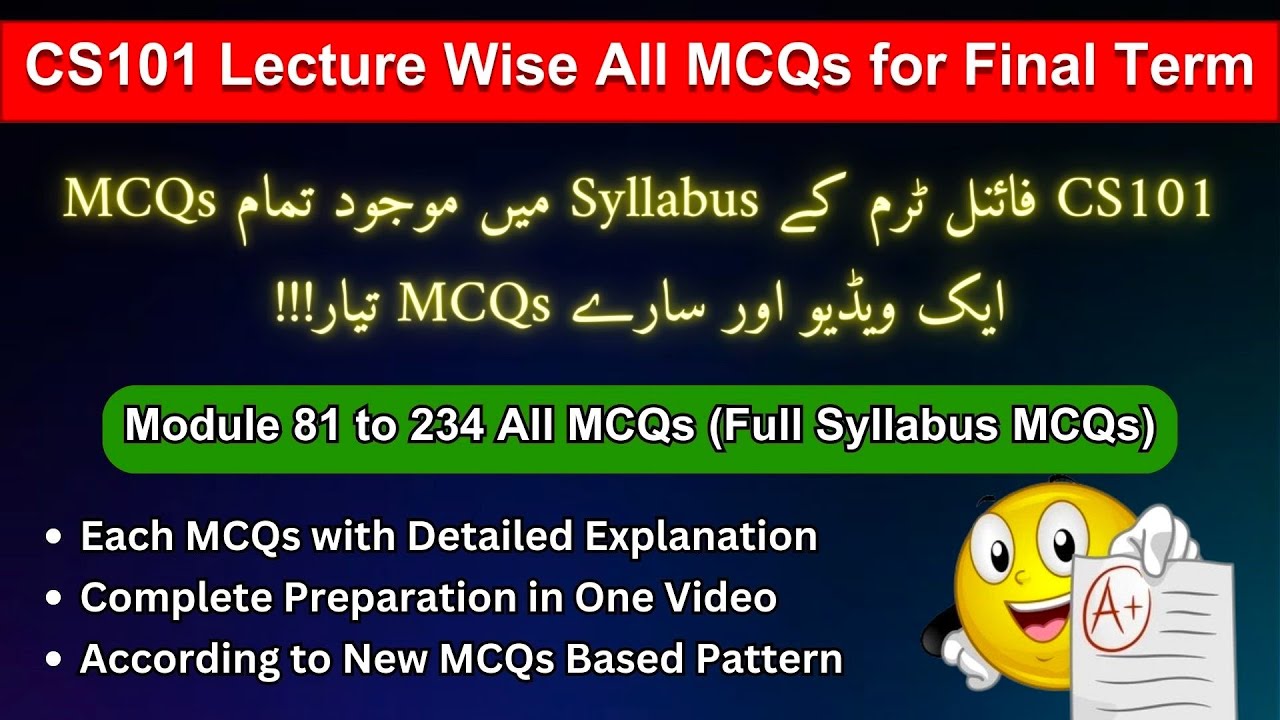 CS101 Final Term Preparation 2026 | Most Important Module/Topic Wise MCQs | CS101 Final Term MCQs
