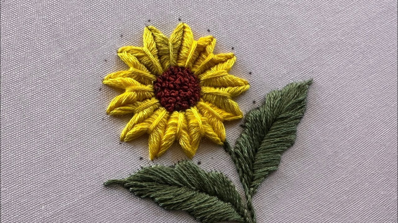 Beautiful sun flower embroidery design|hand embroidery|hand craft|kadhai|embroidery for beginners