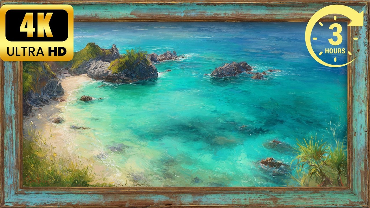 Beautiful Beach Painting Screensaver 3 Hours | Monet Style Impressionist Art for Relaxation