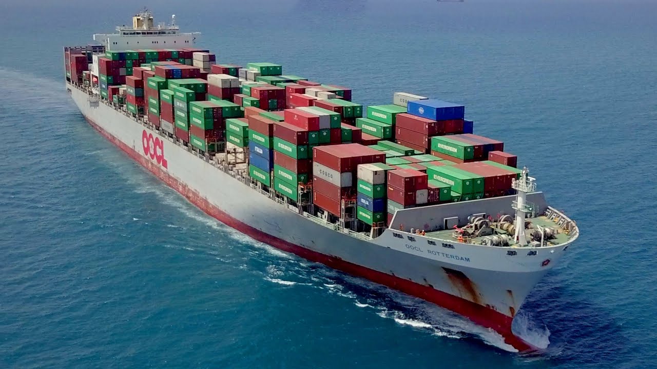 OOCL Rotterdam Container Ship | Stunning Aerial Drone Footage in 4K