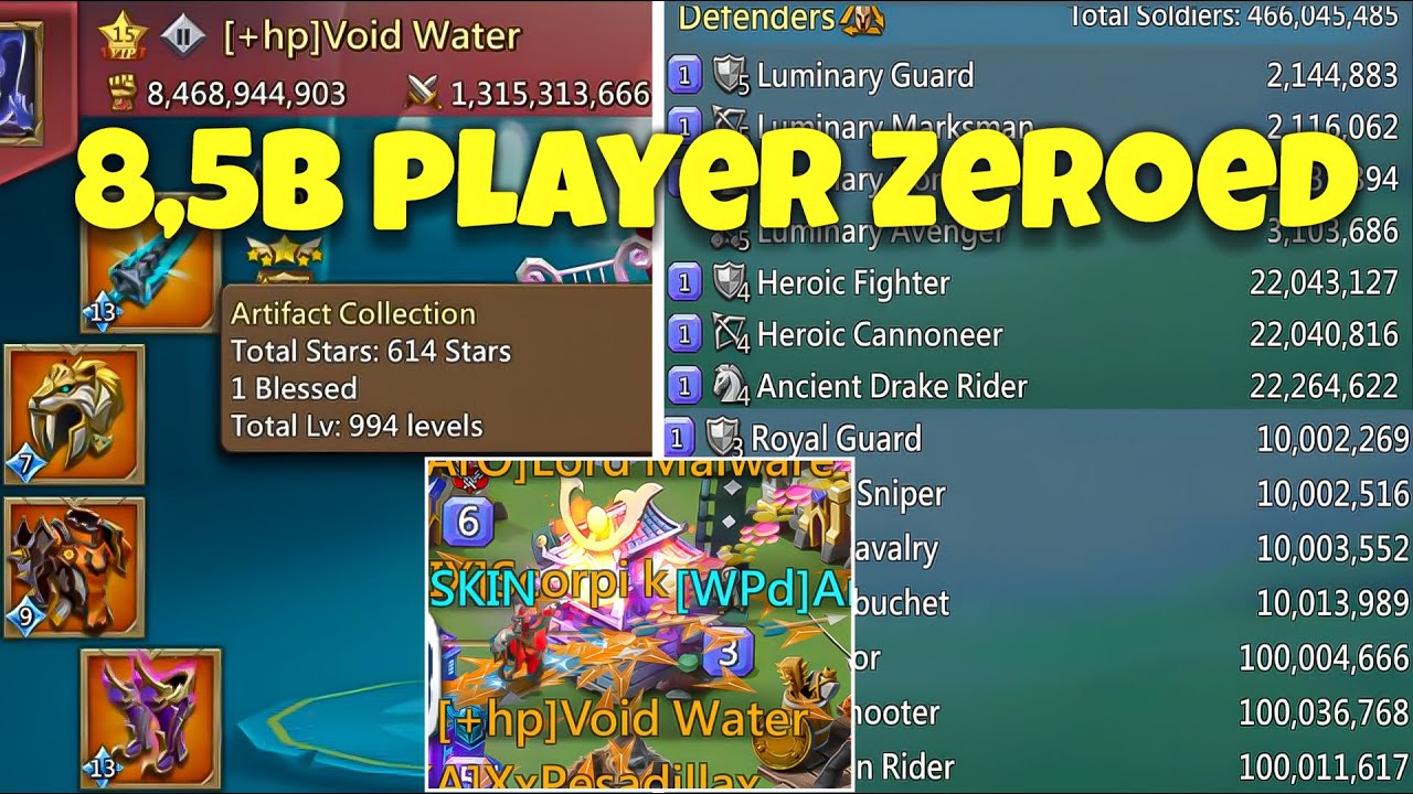 Lords Mobile - 8,5B might player zeroed. It took us 4 hours to make 466m troops disappear