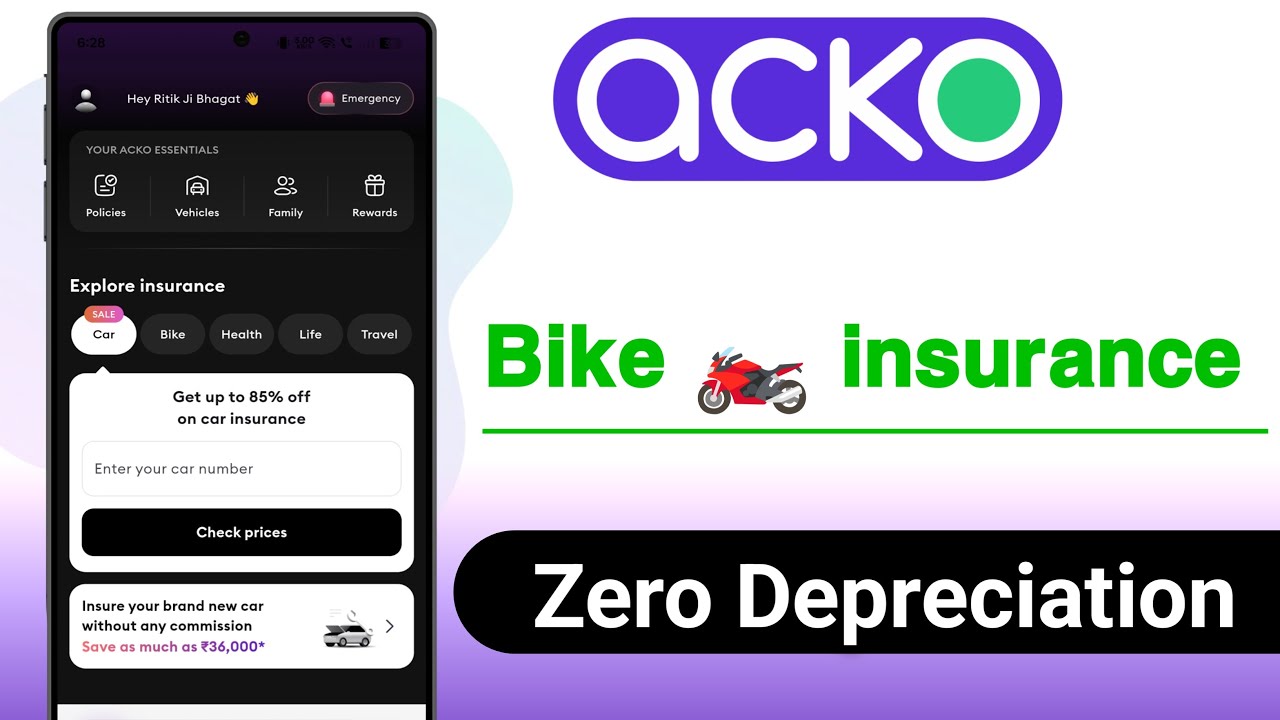 ACKO Bike insurance Zero Depreciation