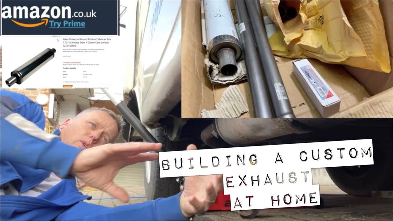 Building A Homemade Custom Exhaust System, Stainless Steel Silencer, All Parts From amazon. Car Van.