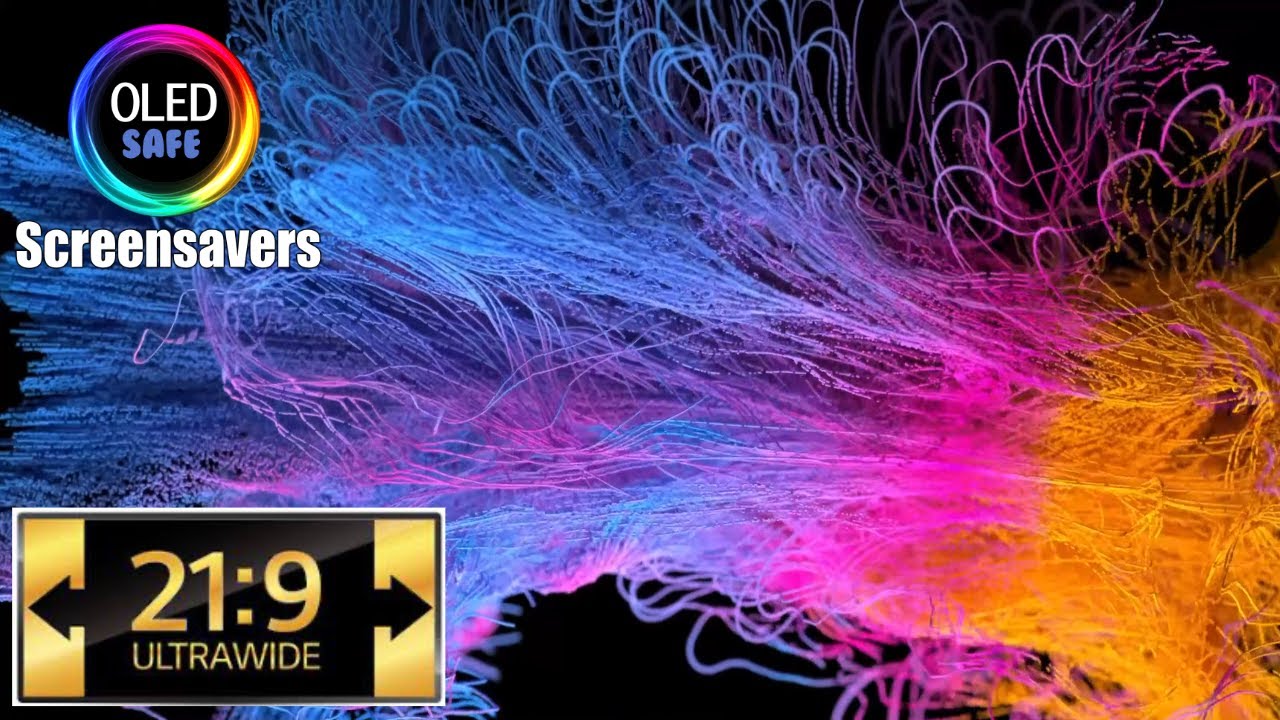 21:9 Ultrawide Abstract Screensavers Filaments In Motion - Multi Color Screensaver- 11 Hours