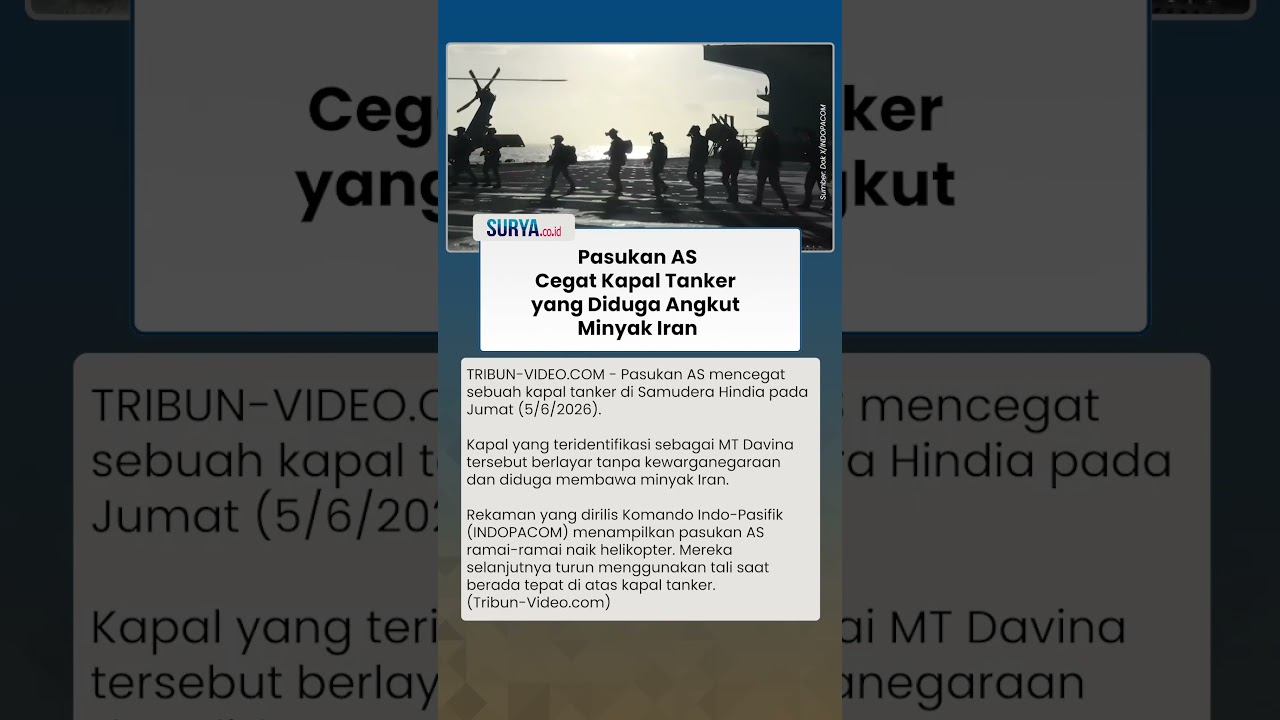 Operasi Baru AS di Laut! Kapal Tanker Diduga Angkut Minyak Iran Dihentikan di Samudra Hindia